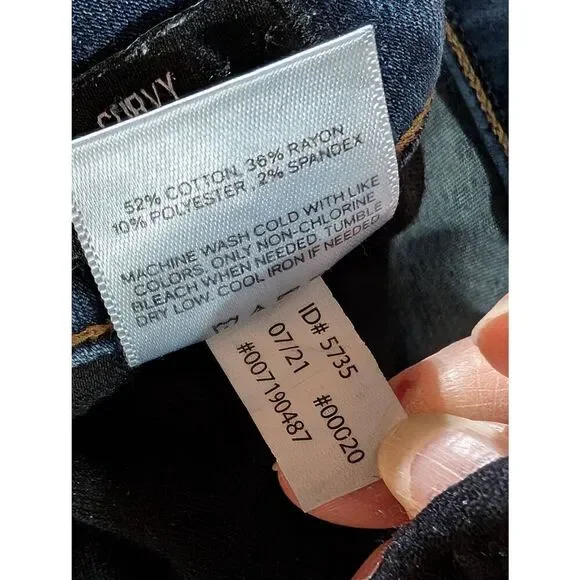 Express Women's Blue Dark-Wash Distressed Skinny Mid-Rise Denim Jeans Size 6L - Picture 5 of 6